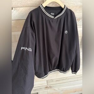 Ping Black Pullover with White Stripe Trim